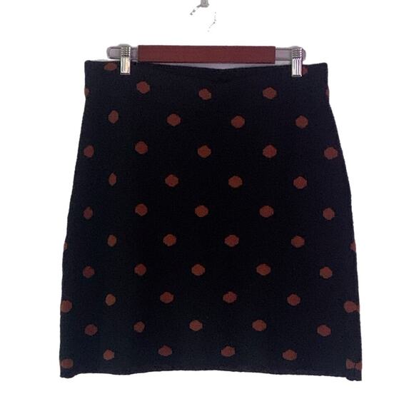 Ann Taylor LOFT Dresses & Skirts - Loft Black with Brown Polka Dots Stretch Knit Skirt Size Medium